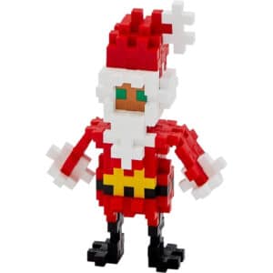 Plus Plus koker met rode en witte steentjes om een kerstman te bouwen