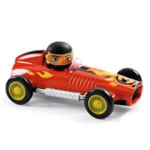 Djeco rode metalen raceauto Red Super Speed met coureur – in zijaanzicht