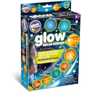 Glow in the dark zonnestelsel set van Brainstorm voor aan het plafond in de verpakking