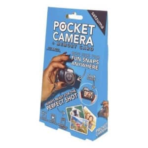 Mini pocketcamera met geheugenkaart van Satzuma in de verpakking