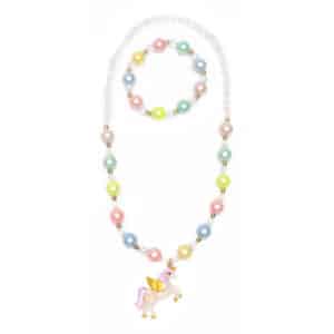 Sieradenset Happy-Go-Unicorn van Great Pretenders met pastel parelketting – armband en eenhoornbedel