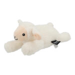 Liggende schapenknuffel Rosie in crèmekleurige teddystof met Flow-label