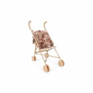 Poppenbuggy van Konges Sløjd met roségouden pailletten en kersjes op een crème frame