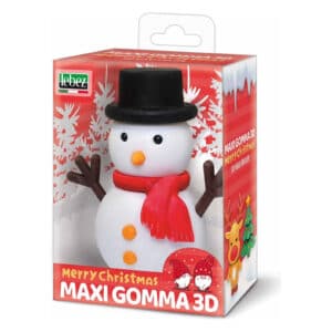 Doosje van de Lebez Maxi Gomma 3D kerstgum met een sneeuwpop gum erin