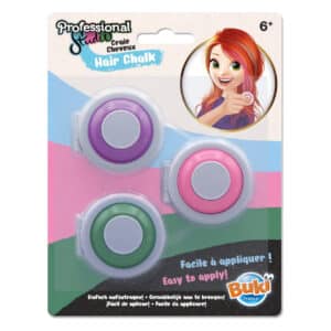 Buki Professional Studio haarkrijt in paars en groen en roze in de verpakking