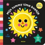 Voorkant kartonboek Mijn tummy time boekje van Deltas met een lachende zon – vanaf 12 weken