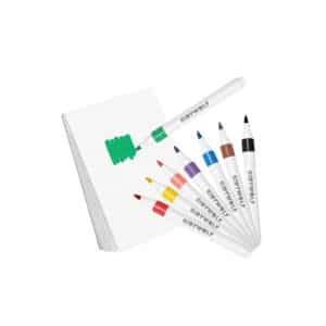 Tekenblok met acht acrylstiften in verschillende kleuren