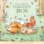 Voorkant van kleurboek Kleine Vriendjes uit het Vergeten Bos met slapende vos ree en konijn in het gras