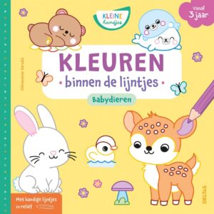 Voorkant Kleuren binnen de lijntjes Babydieren van Deltas met konijntje – reetje en zeehondje