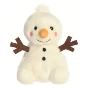 Witte Palm Pals knuffel sneeuwpop Twing met oranje wortelneus en takjesarmen