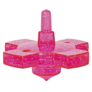 Roze glittertol in bloemvorm van transparant kunststof – lichtgevende kersttol
