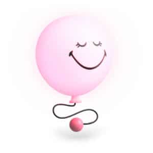Roze MOB Bubbly Light nachtlampje in de vorm van een ballon met een tevreden smiley en een koordje