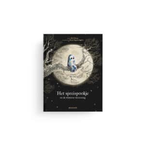 Omslag van het prentenboek Het spreispookje en de winterse verrassing met spookje voor de maan
