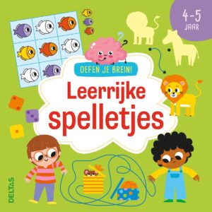 Voorkant Oefen je brein! Leerrijke spelletjes 4-5 jaar van Deltas met kinderen – doolhof en dieren