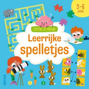 Voorkant Oefen je brein! Leerrijke spelletjes 5-6 jaar van Deltas met doolhof en konijntjes