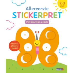 Voorkant Allereerste stickerpret Kleurrijke cirkels van Deltas met een vlinder van ronde stickers
