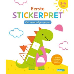 Voorkant Eerste stickerpret Eenvoudige vormen van Deltas met een dino van vormstickers