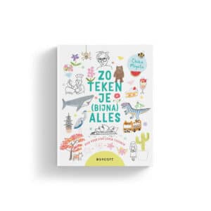 Omslag van het tekenboek Zo teken je (bijna) alles met getekende dieren en voorwerpen