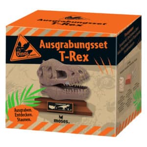 Doos van de Moses uitgraafset T-Rex met dinoschedel op de voorkant