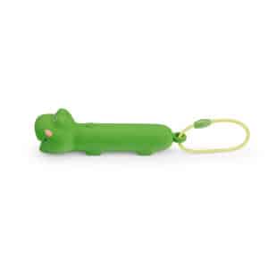 Groene Moulin Roty zaklamp in de vorm van een liggende kikker met roze wangetjes