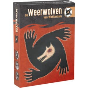 Doos van De Weerwolven van Wakkerdam met een rode weerwolfkop op een bruine achtergrond – voorkant